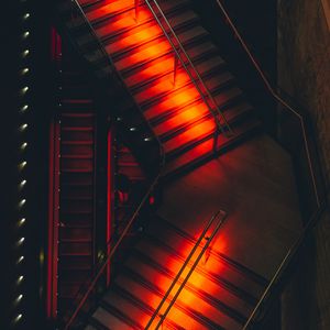 Превью обои лестница, подсветка, красный, конструкция