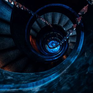 Превью обои лестница, спираль, темный, конструкция