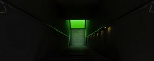 Превью обои лестница, ступени, подсветка, зеленый, темный