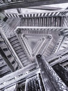 Превью обои лестница, ступеньки, глубина, архитектура, черно-белый