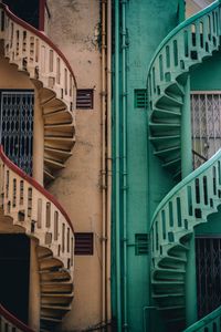 Превью обои лестницы, здание, винтовая лестница, фасад, сингапур