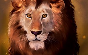 Превью обои лев, арт, хищник, взгляд, царь зверей