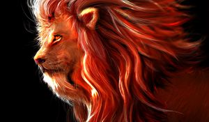Превью обои лев, большая кошка, арт, хищник, царь зверей