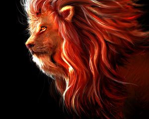 Превью обои лев, большая кошка, арт, хищник, царь зверей