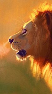 Превью обои лев, большая кошка, царь зверей, дикая природа, арт