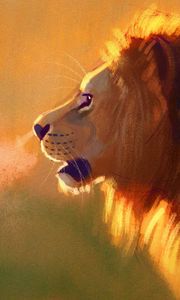 Превью обои лев, большая кошка, царь зверей, дикая природа, арт