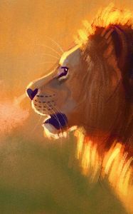 Превью обои лев, большая кошка, царь зверей, дикая природа, арт
