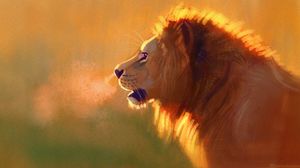 Превью обои лев, большая кошка, царь зверей, дикая природа, арт