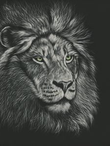Превью обои лев, грива, хищник, царь зверей, арт