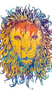 Превью обои лев, рисунок, красочный, король, царь зверей