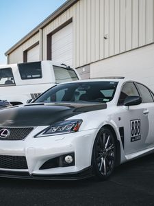 Превью обои lexus, автомобиль, белый, стоянка