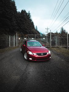Превью обои lexus, автомобиль, красный, вид спереди