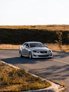 Превью обои lexus, автомобиль, серый, дорога