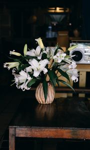 Превью обои лилии, букет, цветы, ваза, эстетика
