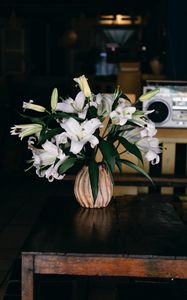 Превью обои лилии, букет, цветы, ваза, эстетика