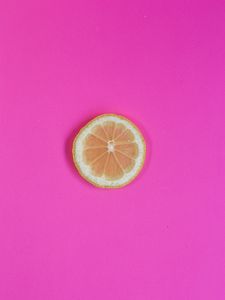Превью обои лимон, долька, цитрус, минимализм, розовый