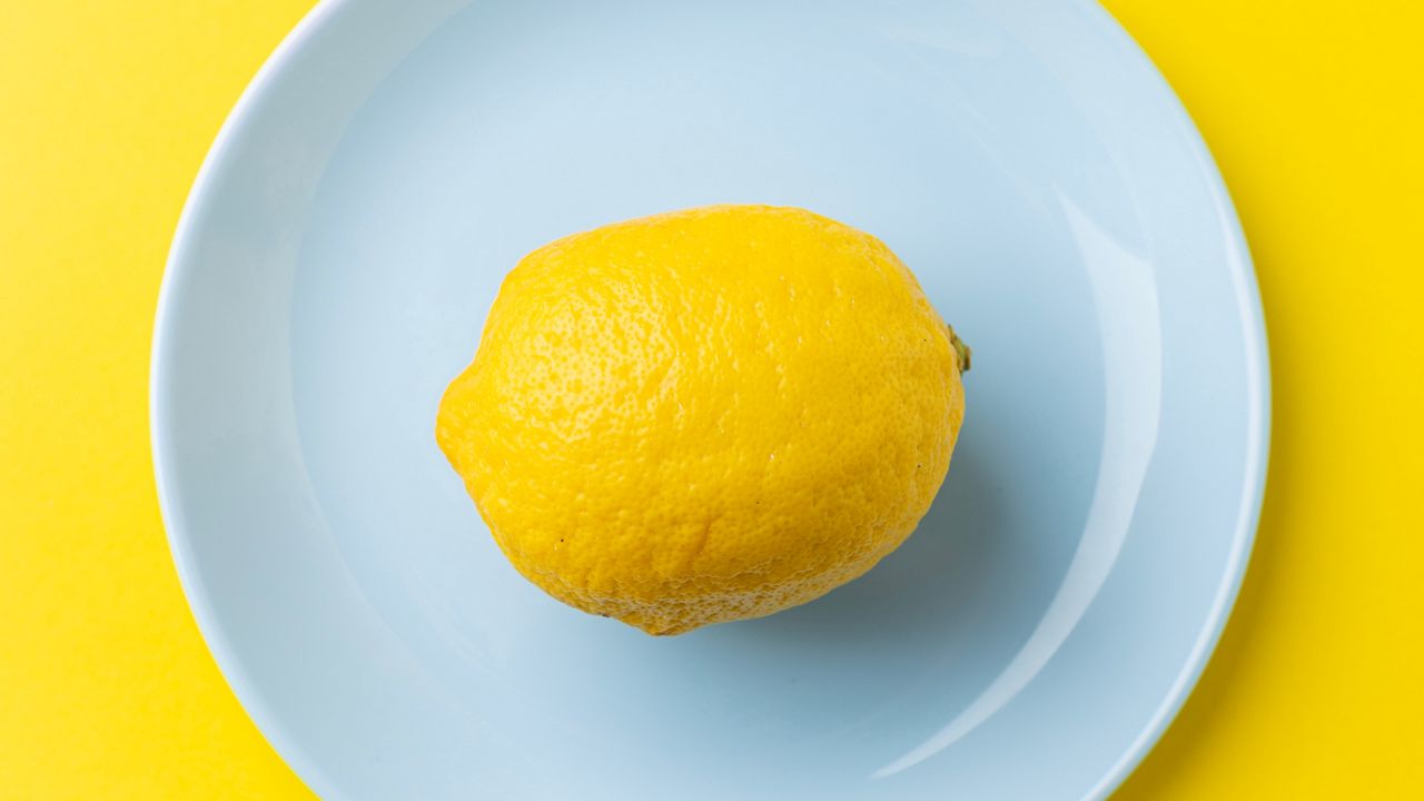 Обои лимон, фрукт, цитрус, желтый, минимализм