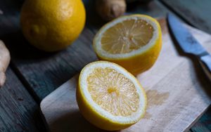 Превью обои лимон, цитрус, фрукт, доска