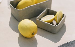 Превью обои лимон, цитрус, фрукт, дольки, сервировка