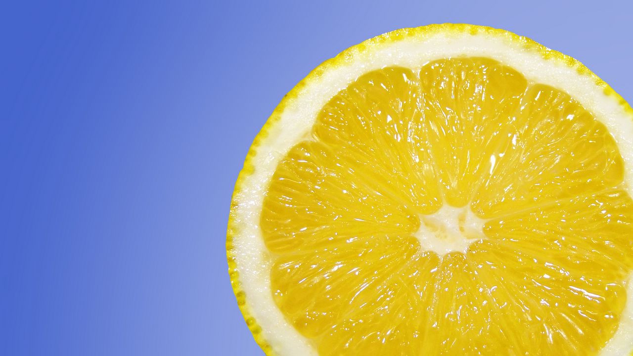 Обои лимон, цитрус, срез, спелый