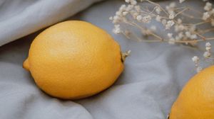 Превью обои лимон, цитрус, цветы, ткань