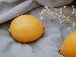 Превью обои лимон, цитрус, цветы, ткань
