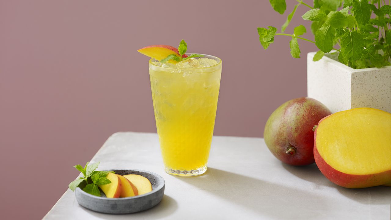 Обои лимонад, коктейль, стакан, напиток, манго