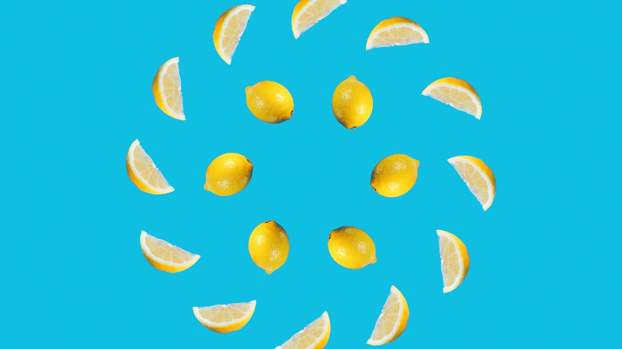 Обои лимоны, фрукты, дольки, цитрус, желтый