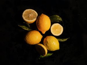 Превью обои лимоны, фрукты, цитрус, желтый, мокрый
