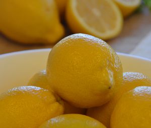 Превью обои лимоны, фрукты, цитрус, миска, желтый