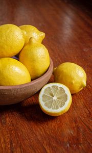 Превью обои лимоны, цитрус, фрукты, миска, желтый