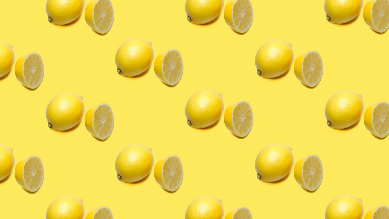 Обои лимоны, цитрус, паттерн, текстура, желтый