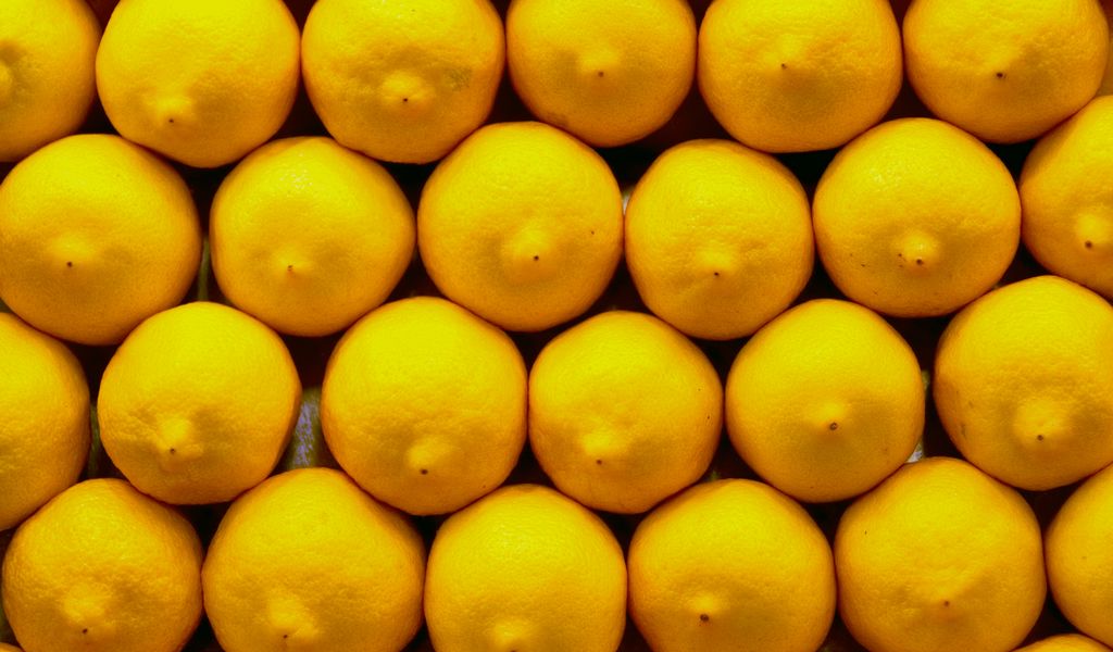 1024x600 Обои лимоны, цитрусы, желтый