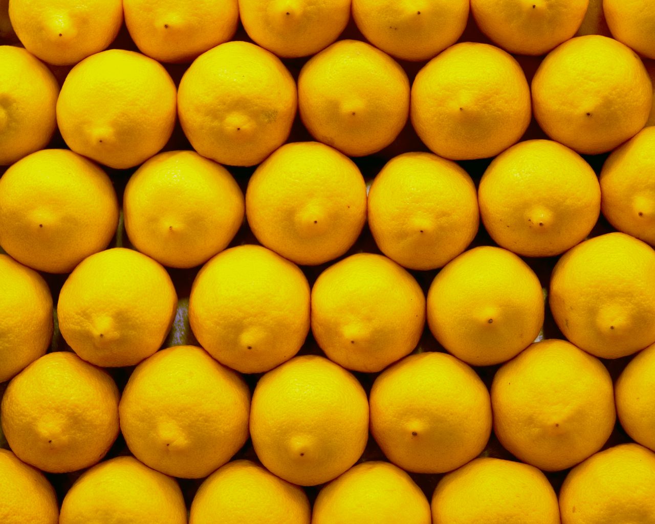 1280x1024 Обои лимоны, цитрусы, желтый