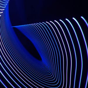 Превью обои линии, неон, свет, свечение, синий