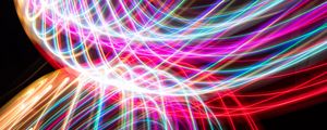 Превью обои линии, свет, неон, размытость, фризлайт, длинная выдержка