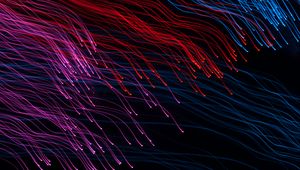 Превью обои линии, волнистый, разноцветный, темный фон