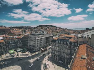 Превью обои лиссабон, португалия, здания, вид сверху
