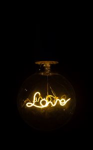 Превью обои любовь, неон, лампа, надпись, слово