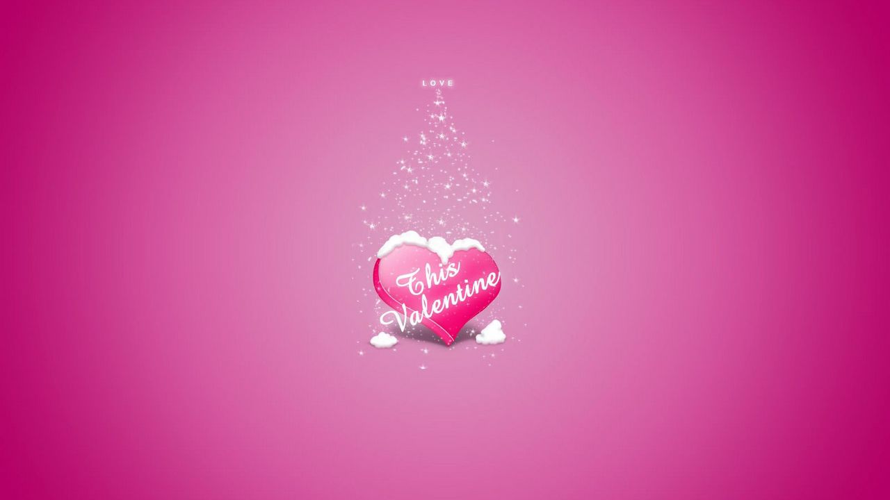 Обои любовь, сердце, розовый, снегопад