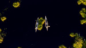 Превью обои лодка, байдарка, море, вид сверху
