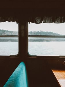 Превью обои лодка, интерьер, окно, вид