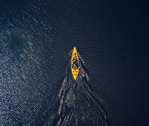 Превью обои лодка, каноэ, вид сверху, океан, вода