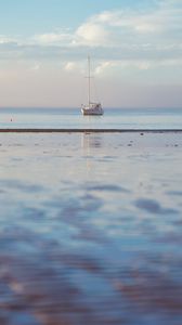 Превью обои лодка, море, минимализм
