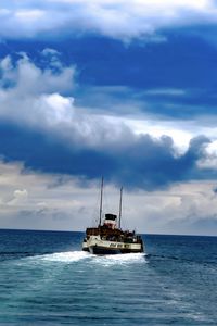 Превью обои лодка, море, океан, облака, небо