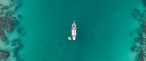 Превью обои лодка, море, подводный, дно, минимализм