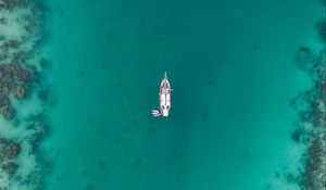 Превью обои лодка, море, подводный, дно, минимализм