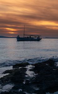 Превью обои лодка, море, природа, вечер