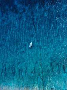 Превью обои лодка, море, вид сверху, вода, синий