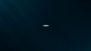 Превью обои лодка, море, вид сверху, минимализм